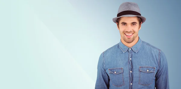 Portrait of happy hipster wearing hat — Stock Photo, Image
