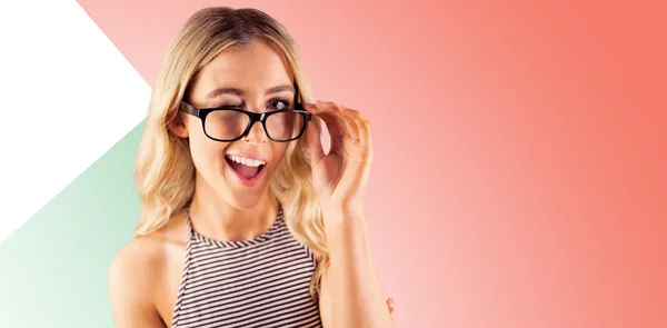 Gorgeous blonde hipster winking — Stock Photo, Image