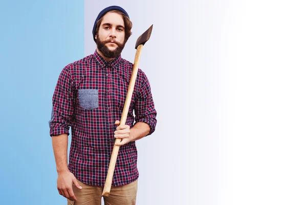 Hipster holding axe — Stock Photo, Image