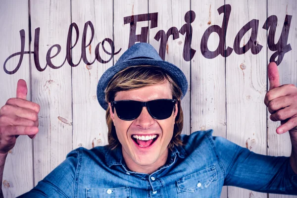 Cheerful hipster wearing sunglasses — Stock Photo, Image