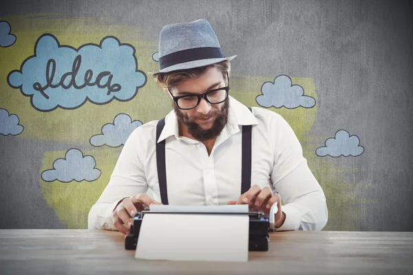 Hipster wearing eye glasses and hat — Stock Photo, Image