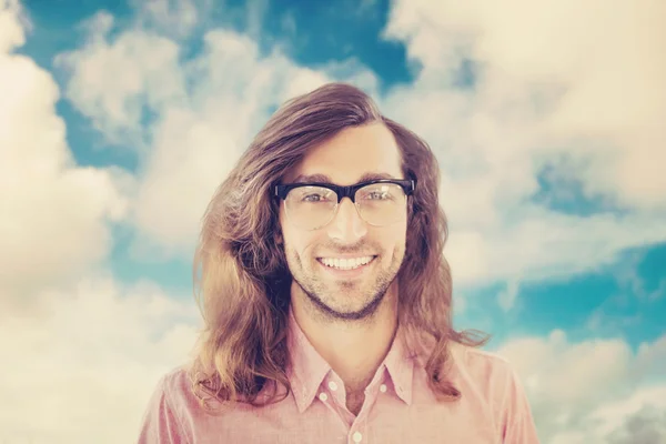 Happy hipster bär glasögon — Stockfoto