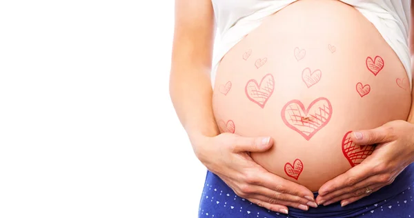 Zwangere vrouw met haar bump — Stockfoto