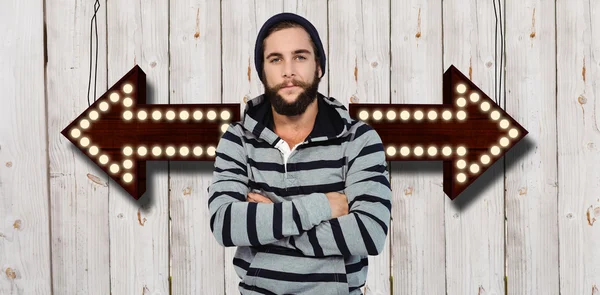 Hipster with hooded shirt — Stock Photo, Image