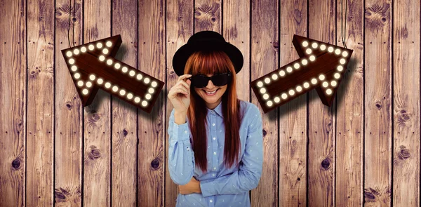 Hipster woman posing face to the camera — Stock Photo, Image