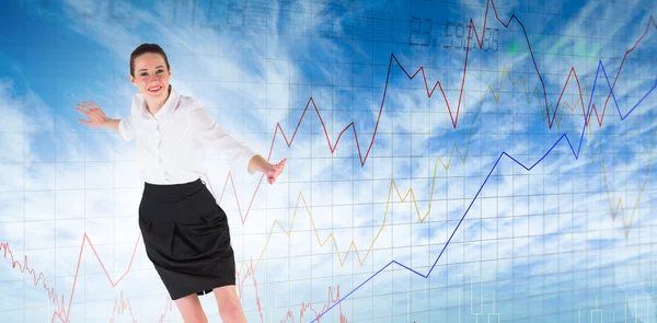 Businesswoman performing a balancing act — Stock Photo, Image