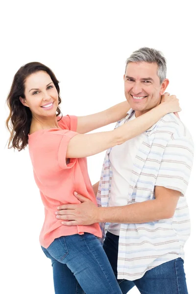 Smiling couple on white — Stock Photo, Image