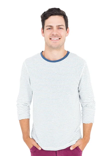 Lächelnder Mann auf Weiß — Stockfoto