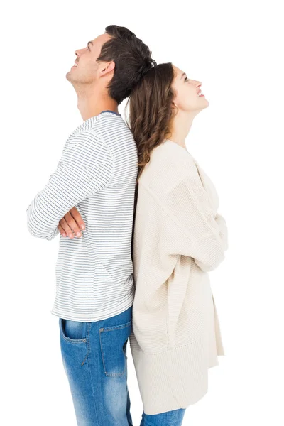 Casal de pé de volta para trás — Fotografia de Stock