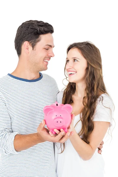 Paar bedrijf piggy bank — Stockfoto