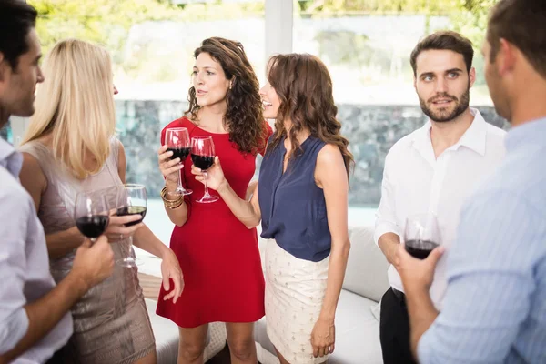 Grupo de amigos tomando vinho — Fotografia de Stock