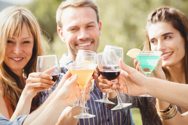 Happy friends having drinks — Stock Photo, Image