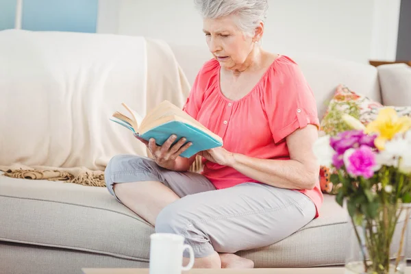 Senior kvinde læser bog - Stock-foto