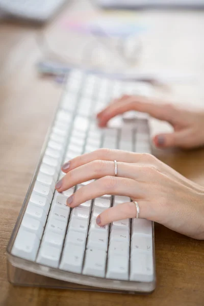Fingers typing on computer keyboard — Stock Photo, Image