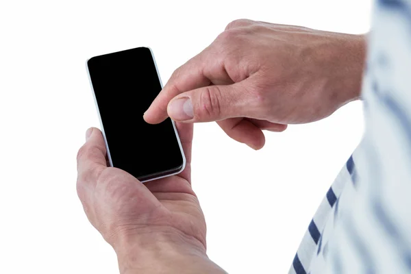 Hipster-Mann mit seinem Smartphone — Stockfoto