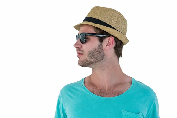 Hipster man with sunglasses and hat — Stock Photo, Image