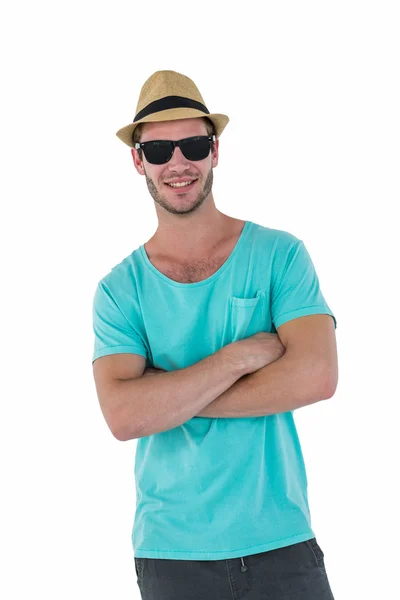 Hipster hombre con gafas de sol y sombrero —  Fotos de Stock