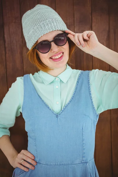 Red haired hipster posing — Stock Photo, Image