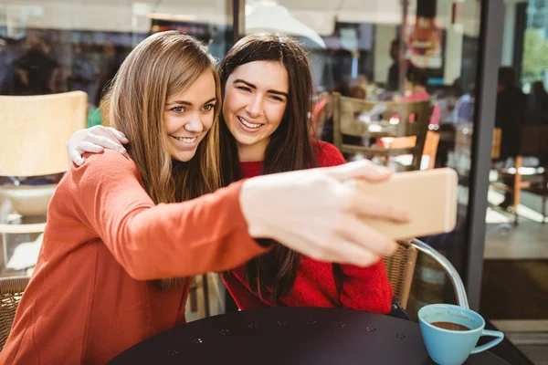 Vänner med selfie — Stockfoto