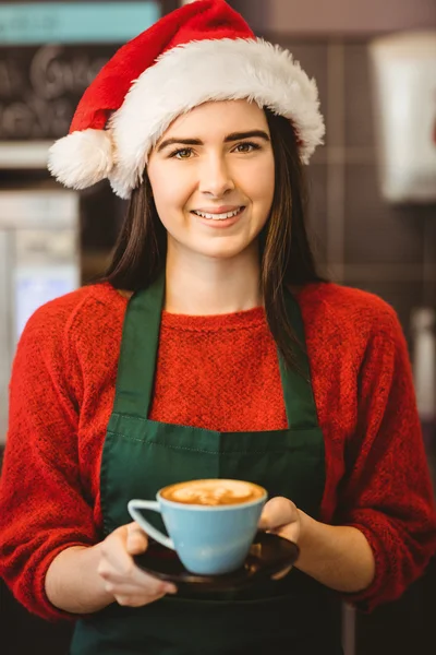 Waitress giving coffee to customer — Stock Photo, Image