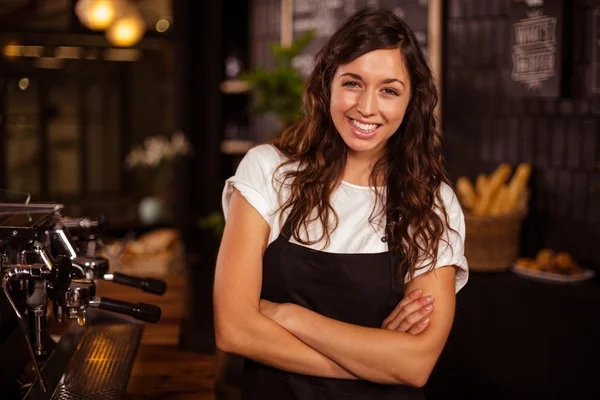 Waitress posing with arms crossed — Stock Photo, Image