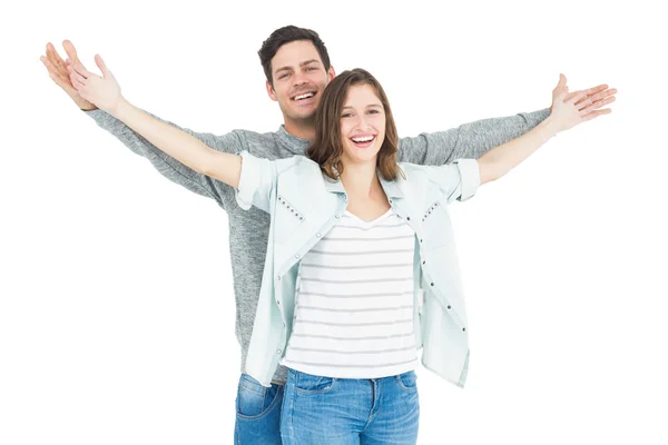 Couple embracing with arms out — Stock Photo, Image