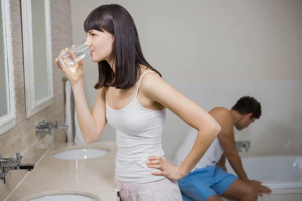 Beautiful woman having medicine — Stock Photo, Image