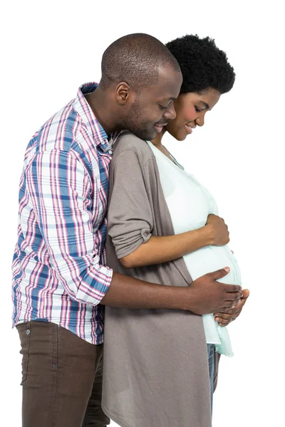 Man raakt zwanger womans maag — Stockfoto