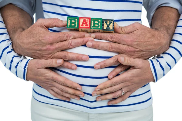 Έγκυος γυναίκα με κύβους μωρό — Φωτογραφία Αρχείου