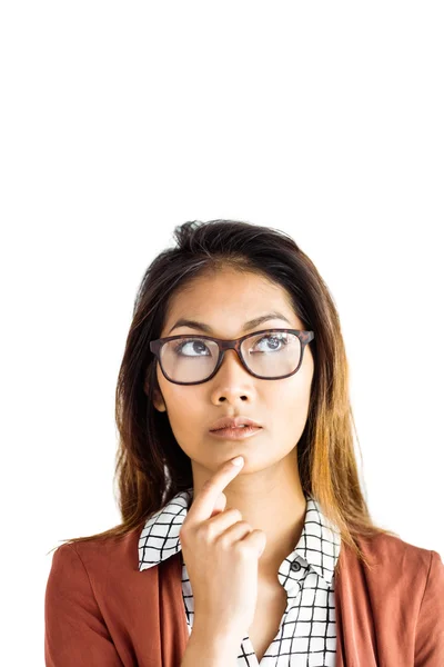 Nachdenkliche Geschäftsfrau mit Brille — Stockfoto