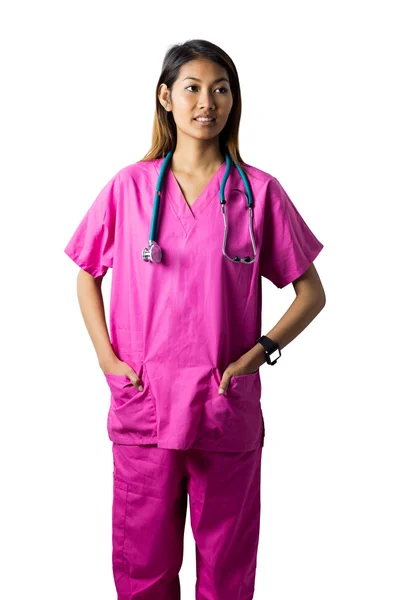 Asian nurse with stethoscope looking at the camera — Stock Photo, Image