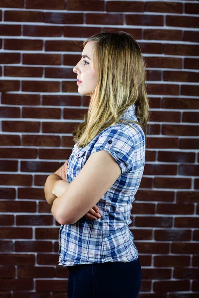 Pretty blonde woman day dreaming — Stock Photo, Image