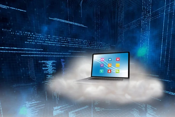 Weergave van de laptop op wolk — Stockfoto