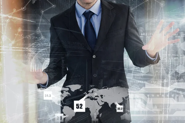 Businessman standing with fingers spread out — Stock Photo, Image