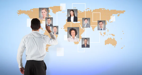 Businessman standing back to the camera point — Stock Photo, Image