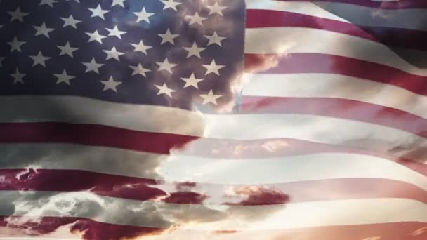 Animation of american waving flag — Stock Video