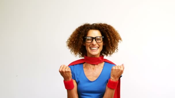 Woman with superman costume — Stock Video