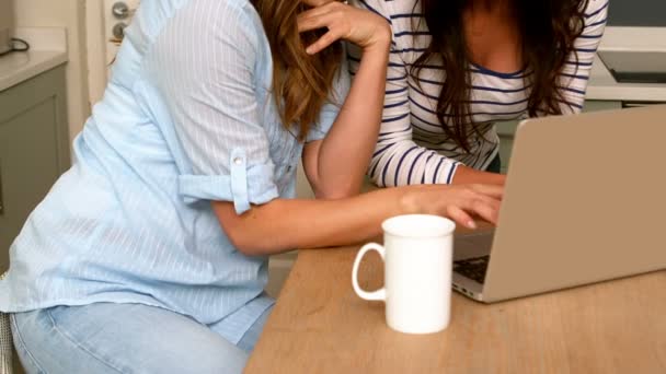 Amigos usando laptop juntos — Vídeo de Stock