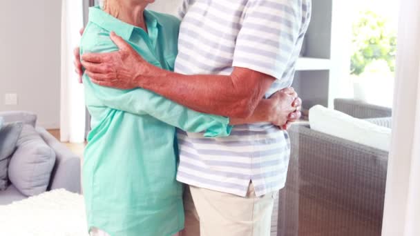 Милая пожилая пара обнимается — стоковое видео