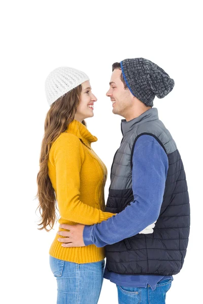 Happy couple embracing and looking each other — Stock Photo, Image