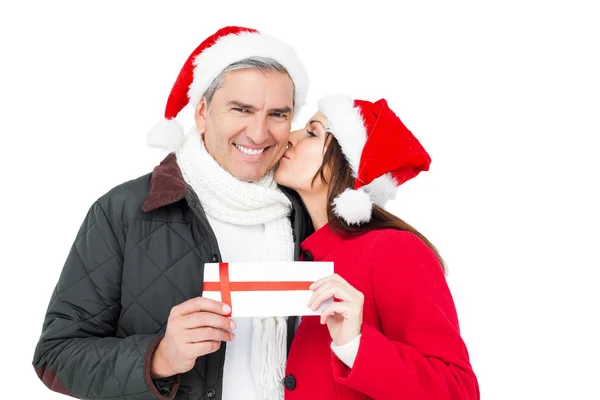 Casal festivo d beijando — Fotografia de Stock