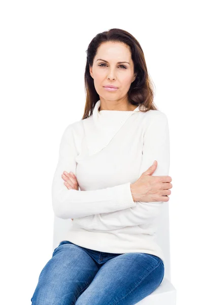 Unhappy woman staring at camera — Stock Photo, Image