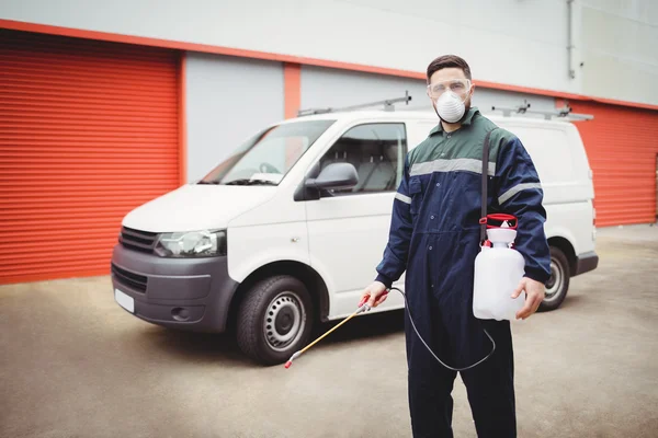 Handyman  standing in front of his van — Stock Photo, Image