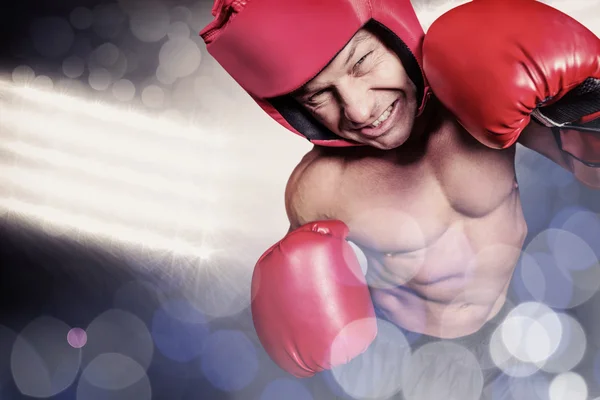 Boxer with headgear and gloves — Stock Photo, Image