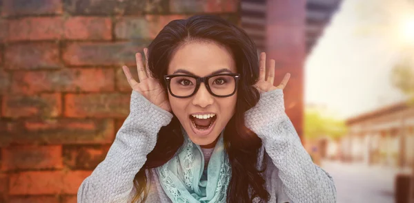 Asian woman shouting to the camera — Stock Photo, Image