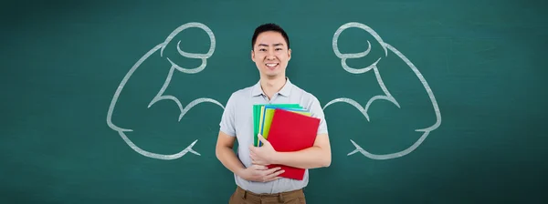 Sorrindo homem segurando arquivos — Fotografia de Stock