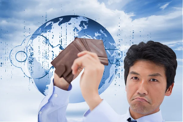 Businessman showing his empty wallet — Stock Photo, Image