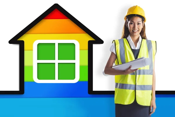 Architect woman with plans — Stock Photo, Image