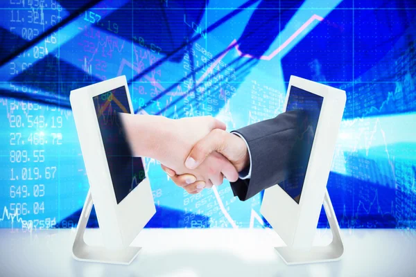 Composite image of close up of a handshake — Stock Photo, Image