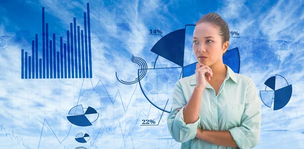 Businesswoman against blue data — Stock Photo, Image